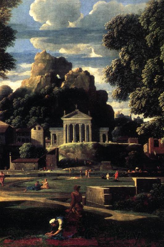 POUSSIN, Nicolas Landscape with the Gathering of the Ashes of Phocion (detail) af Spain oil painting art